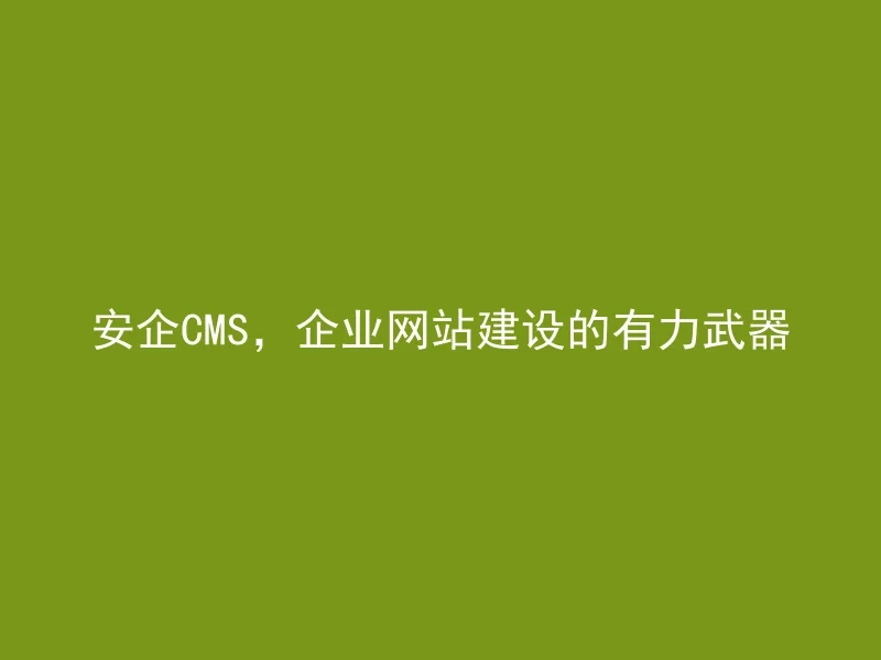 安企CMS，企业网站建设的有力武器