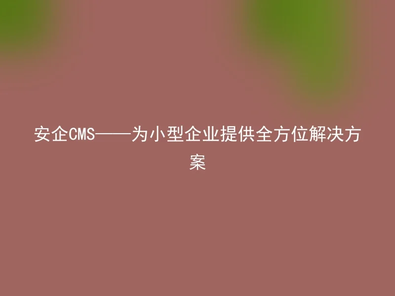 安企CMS——为小型企业提供全方位解决方案