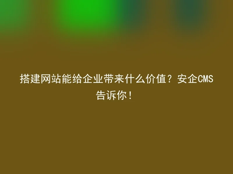 搭建网站能给企业带来什么价值？安企CMS告诉你！