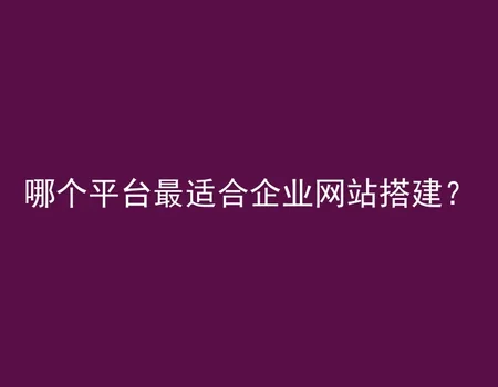 哪个平台最适合企业网站搭建？