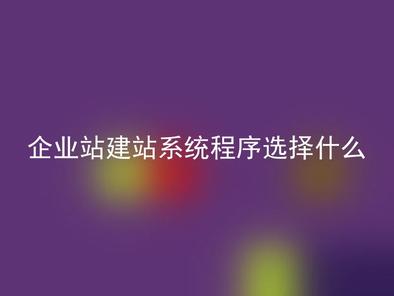 企业站建站系统程序选择什么